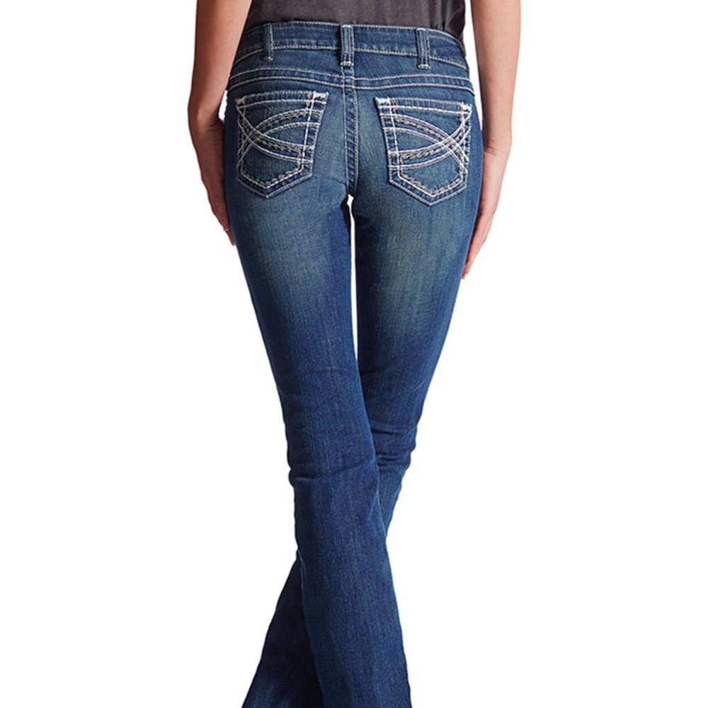 Ariat Mid Rise Boot Cut Real Riding Jeans | Indigo | Embroidered | VGUC | 30R